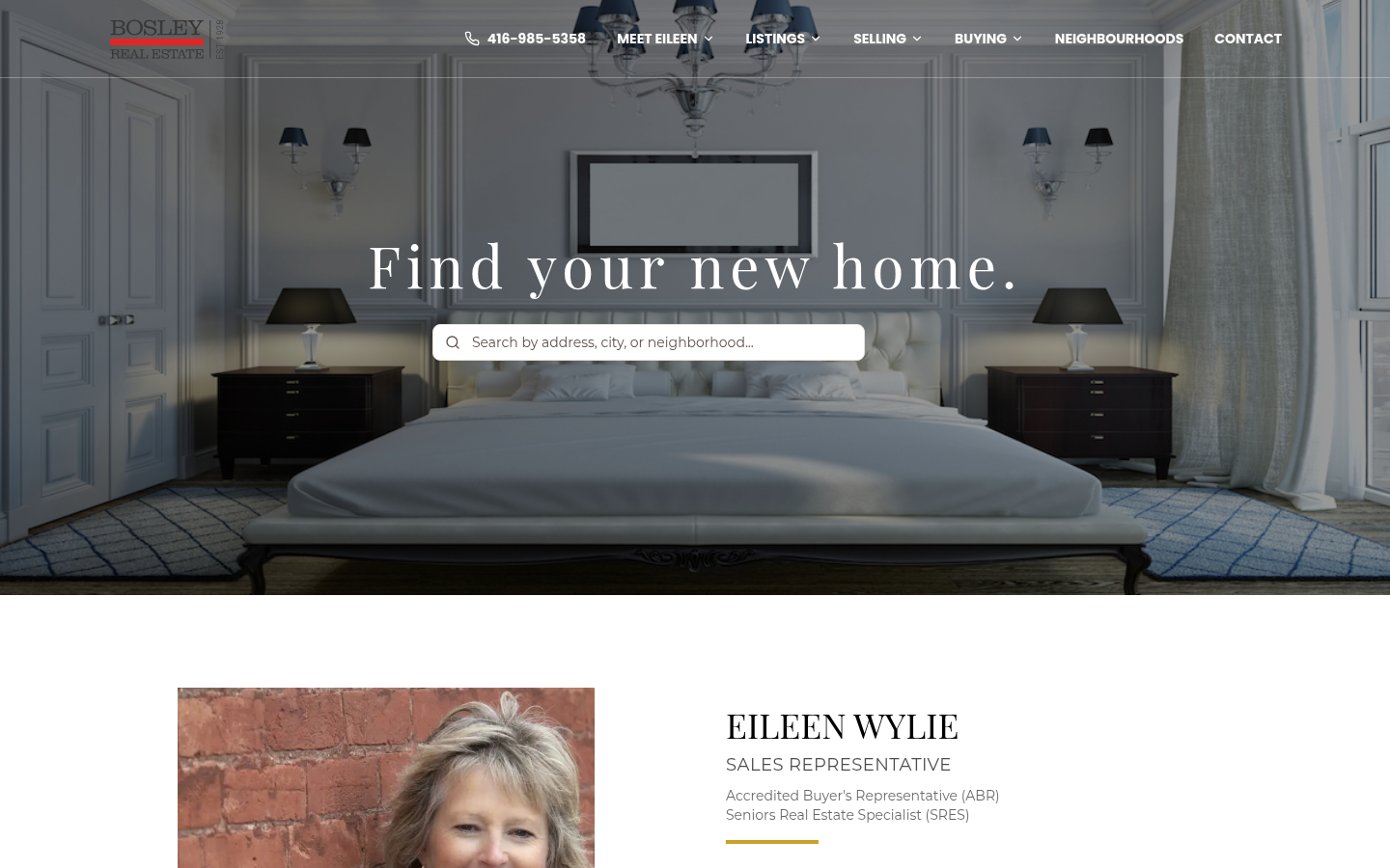 Screenshot of Eileen Wylie's real estate website
