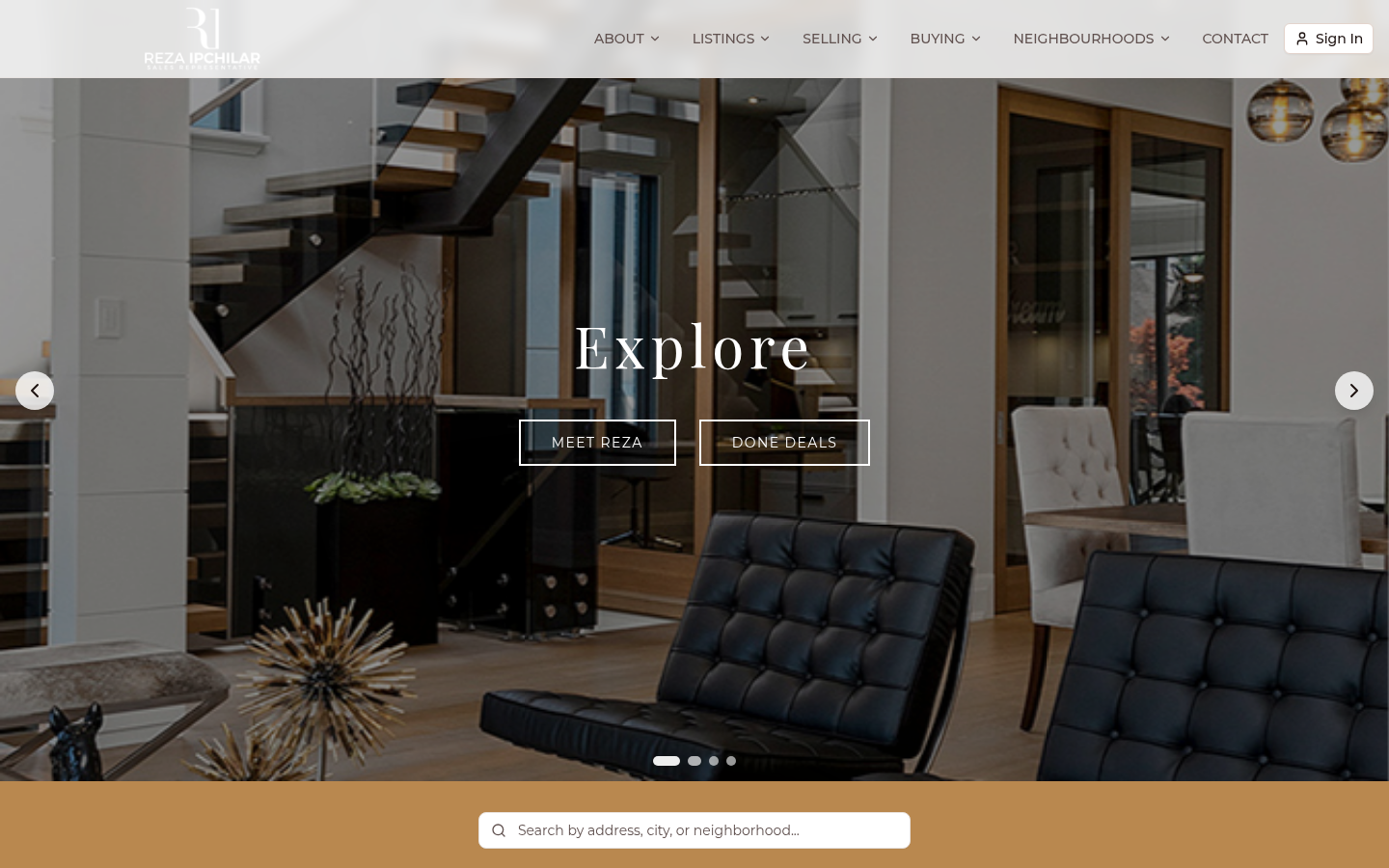 Screenshot of Reza Ipchilar's real estate website