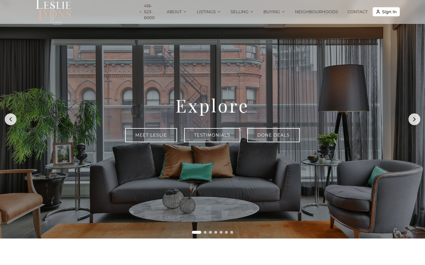 Screenshot of Leslie Lyons's real estate website