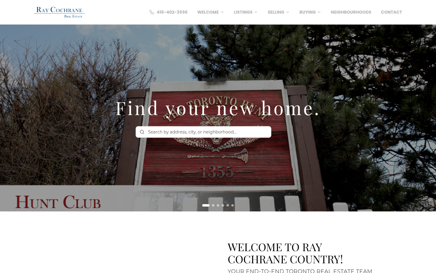 Screenshot of Ray Cochrane's real estate website