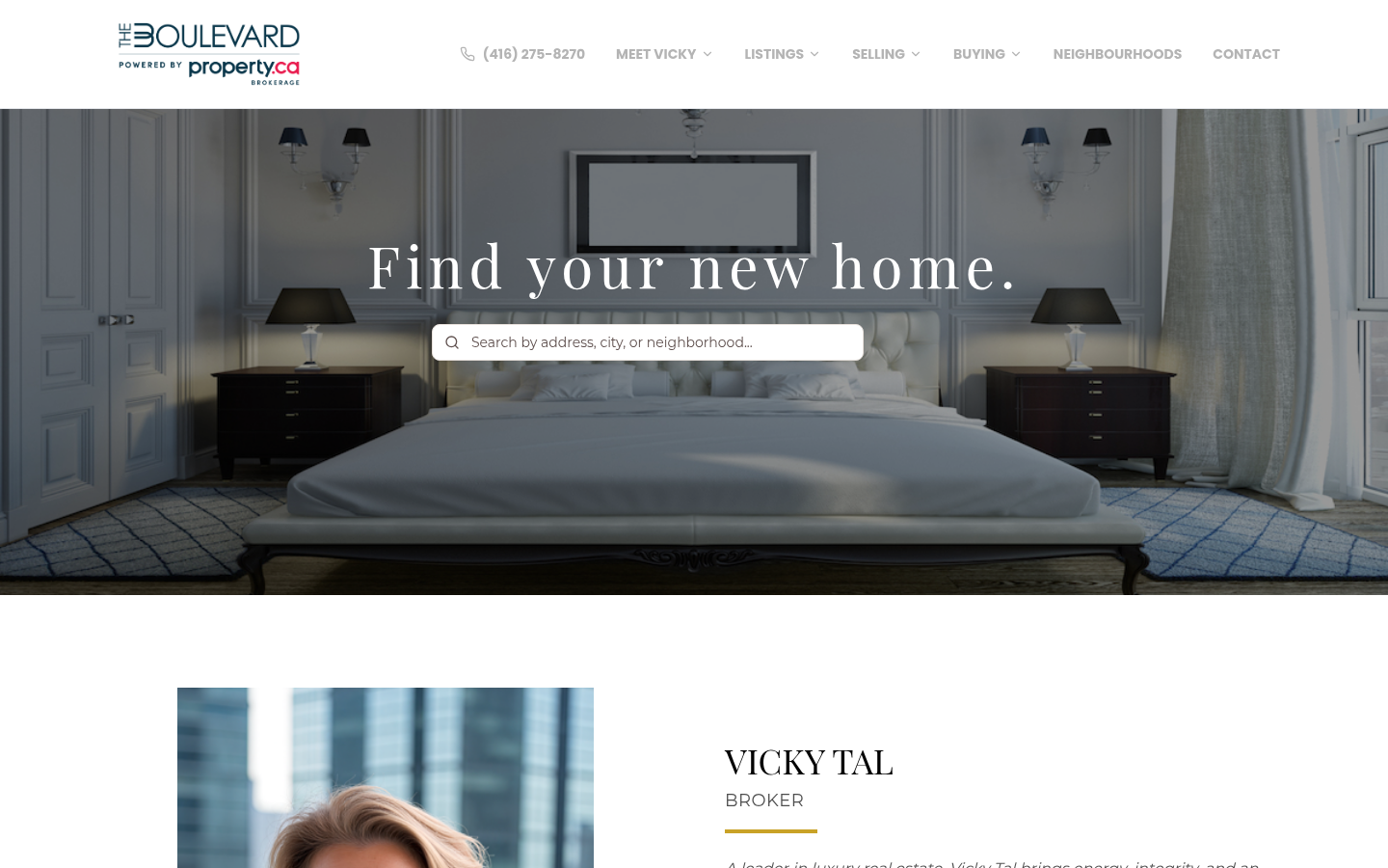 Screenshot of Vicky Tal's real estate website